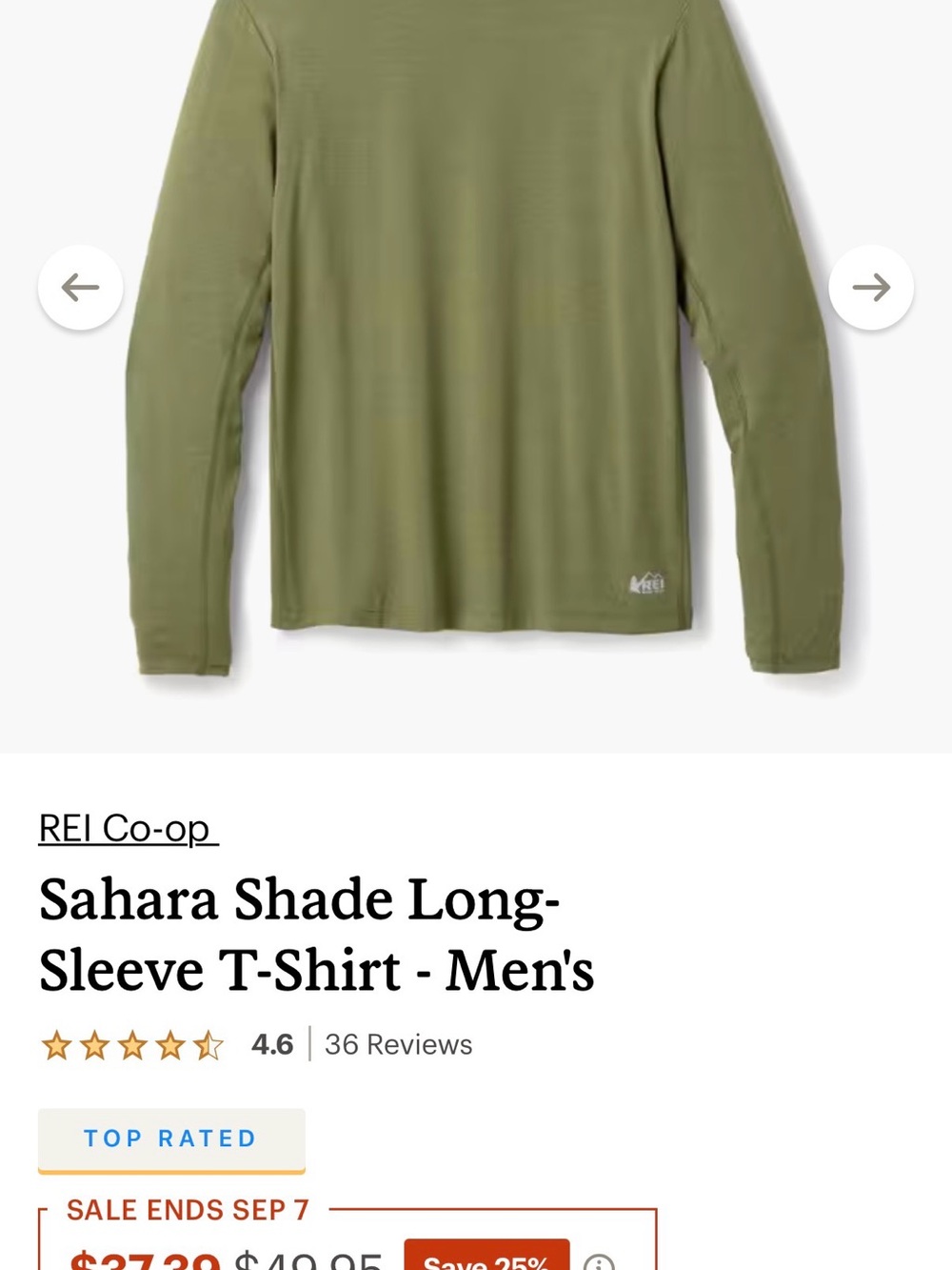 REI Olive Green Long-Sleeve Men's Tee